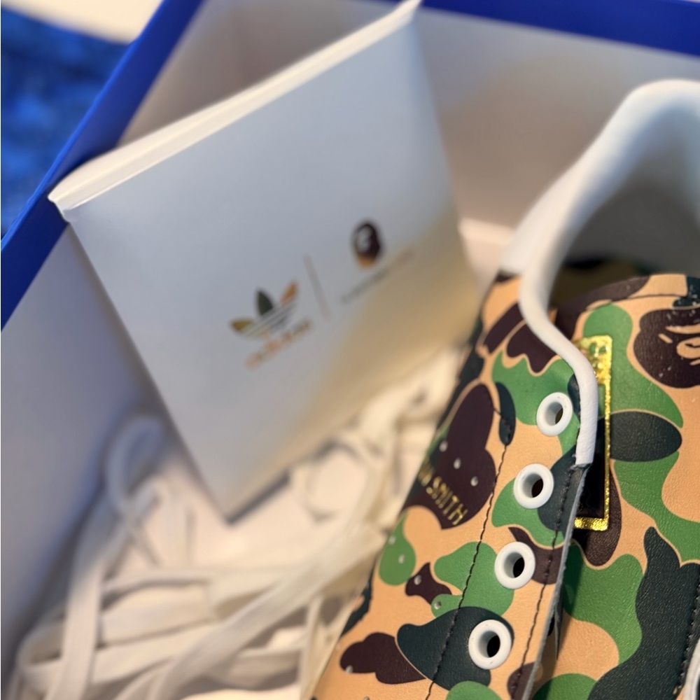 Adidas BAPE Camouflage Stan Smith Sneakers with box, mesh drawstring bag - Picture 9 of 11